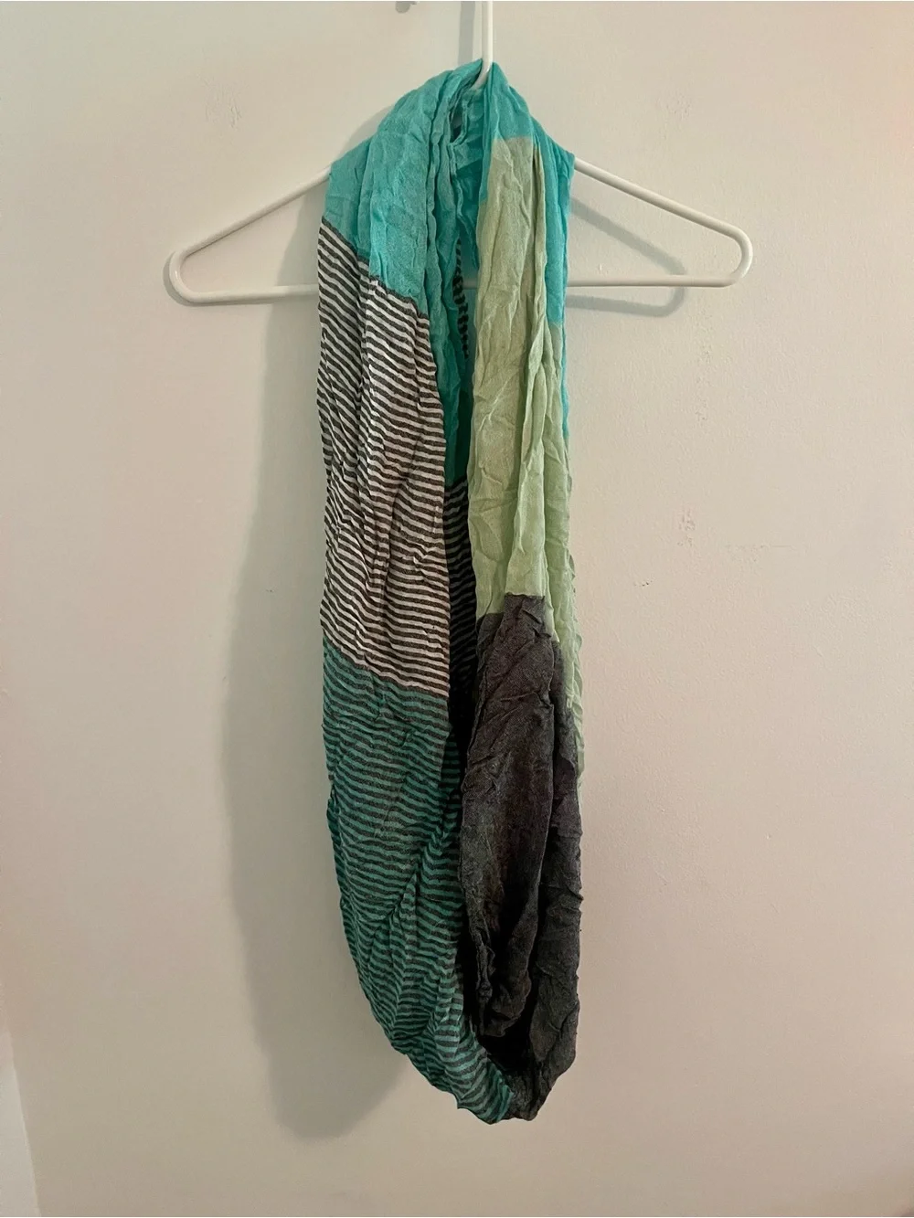 Lightweight Striped and Ombre Infinity Scarf - Teal, Mint, Gray
